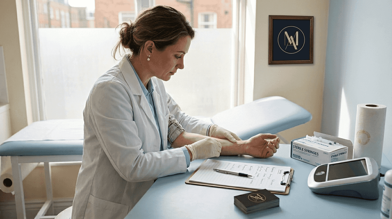 Dermatologist consulting skincare treatment patient