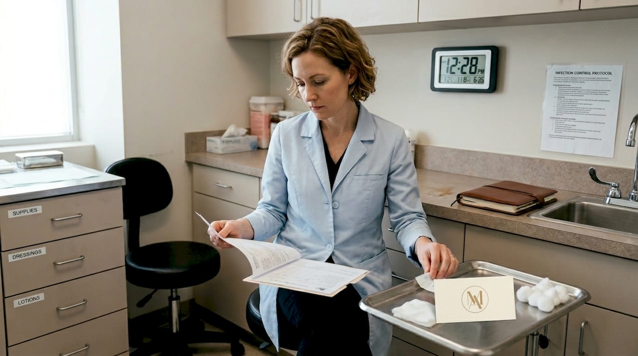 Dermatologist reviews skin injection preparation