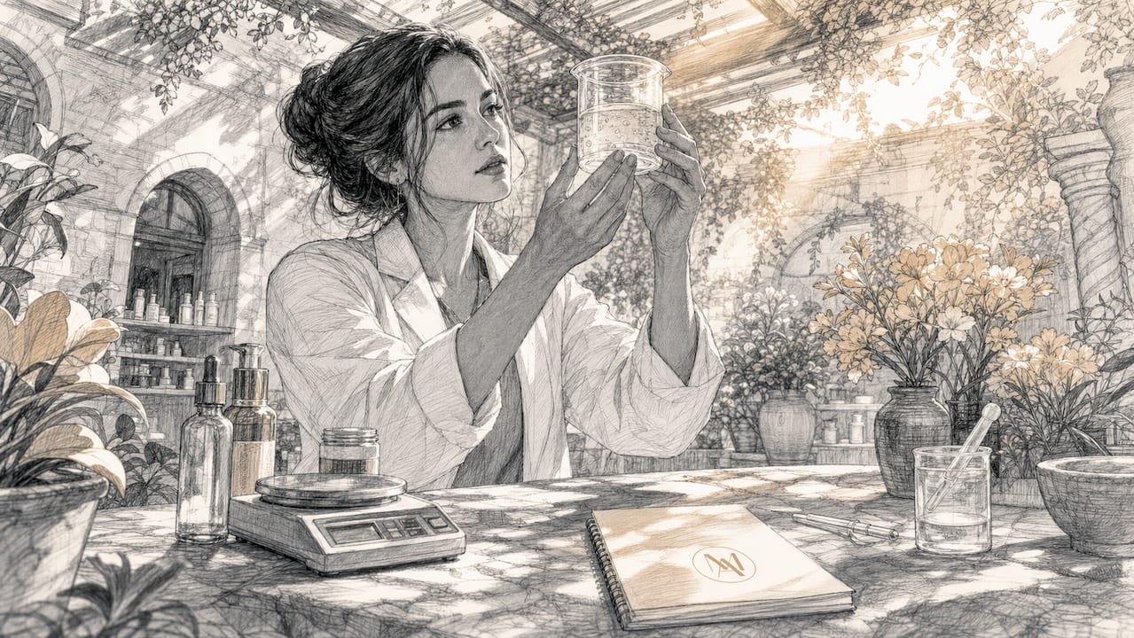 Researcher examining hyaluronic acid gel