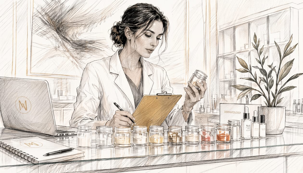 Dermatologist preparing custom skincare formula