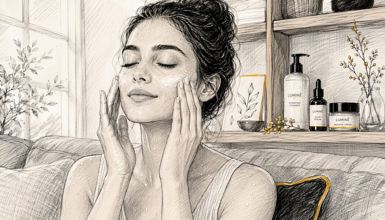 Hands applying retinoid cream onto face