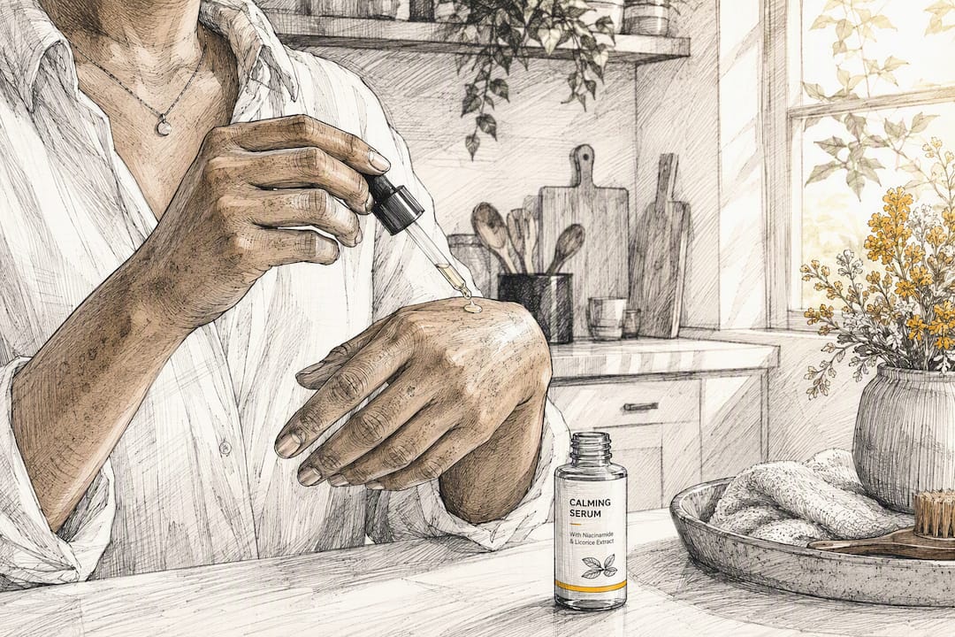 Person applying serum to skin with hyperpigmentation