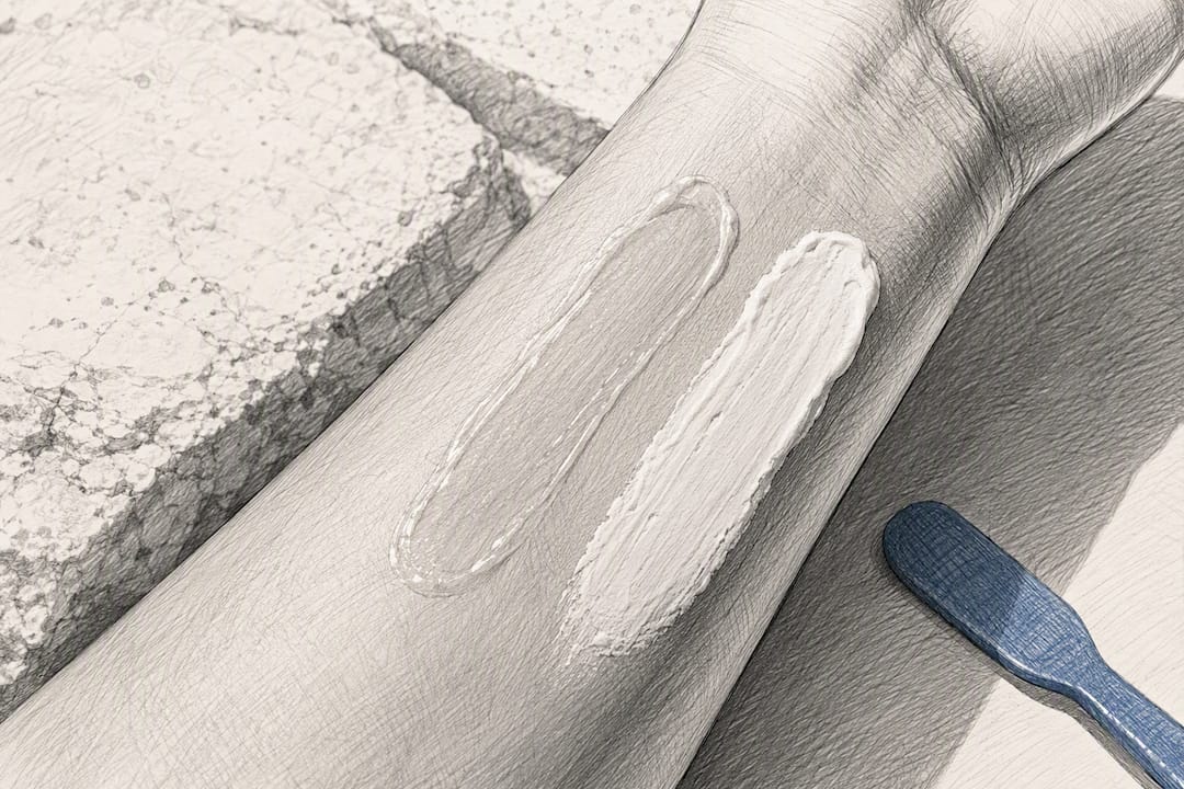 Two sunscreen textures on an arm
