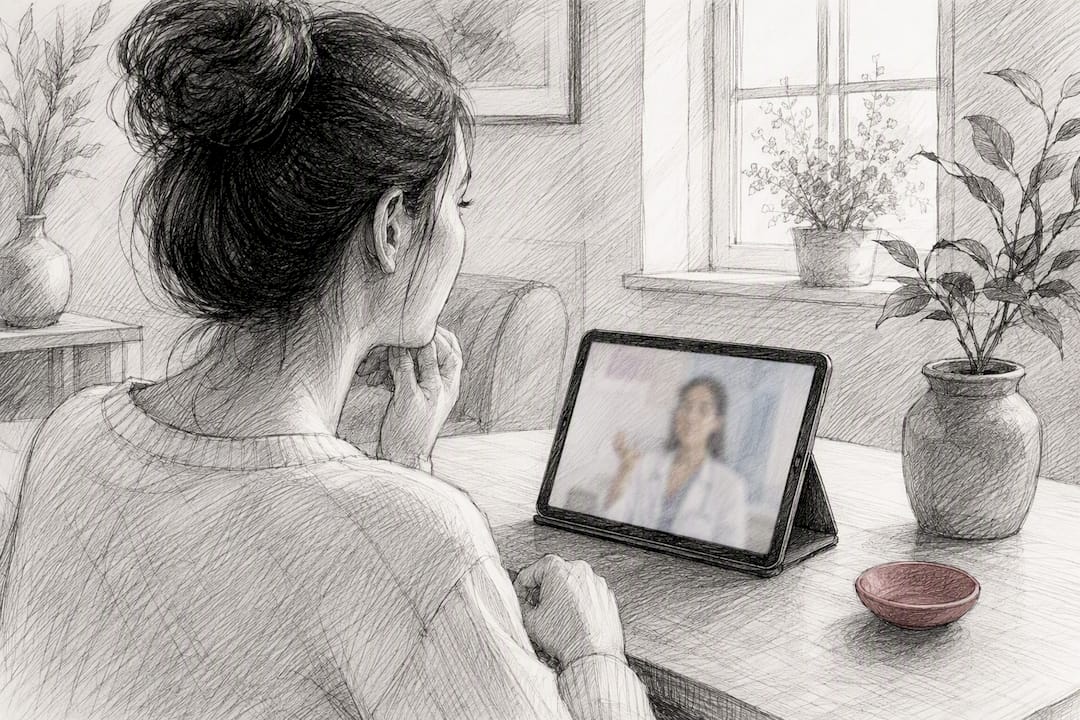 Patient attending virtual skincare consultation