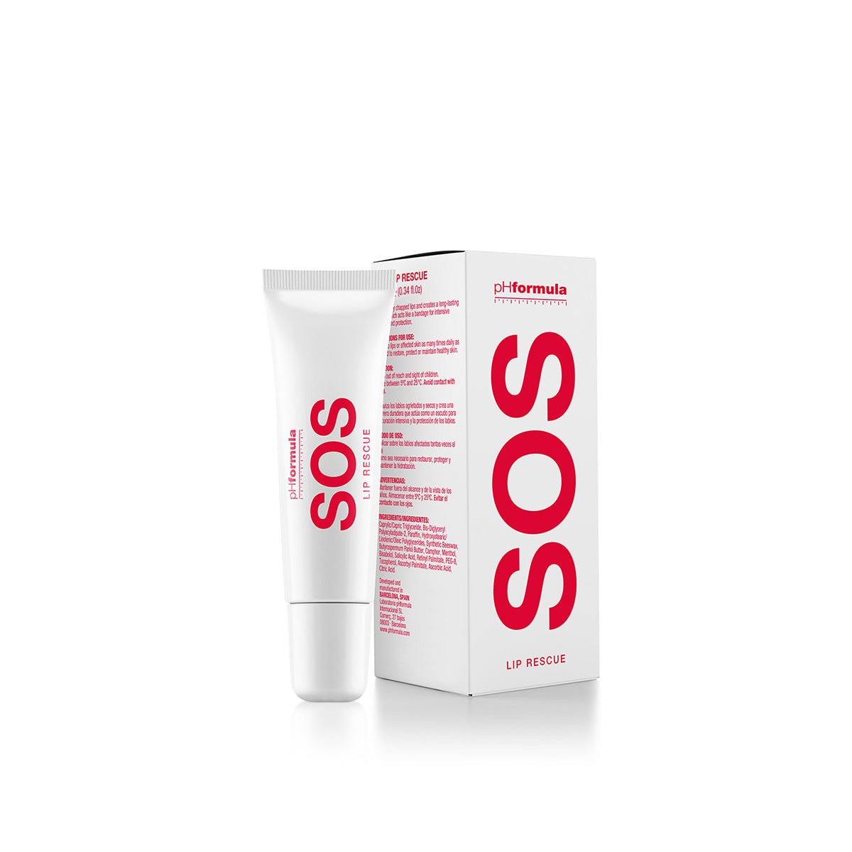 pHformula SOS Lip Rescue—nourishing and hydrating lip treatment for sensitive lips.