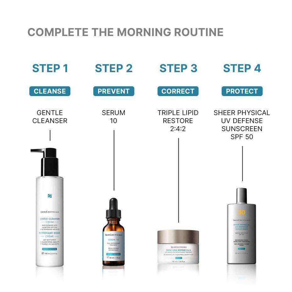 Serum 10 AOX+ by SkinCeuticals in routine—entry-level vitamin C antioxidant step.