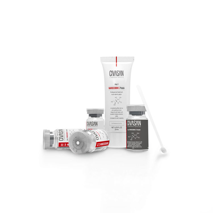 Varocobin C Personal Treatment Kit by Civasan—advanced at-home vitamin C skincare kit for brightening and revitalizing the complexion.