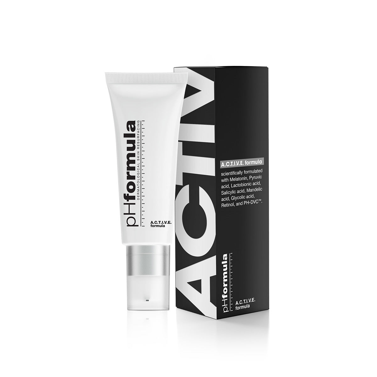 A.C.T.I.V.E. Formula packaging—professional-grade radiance booster for all skin types.