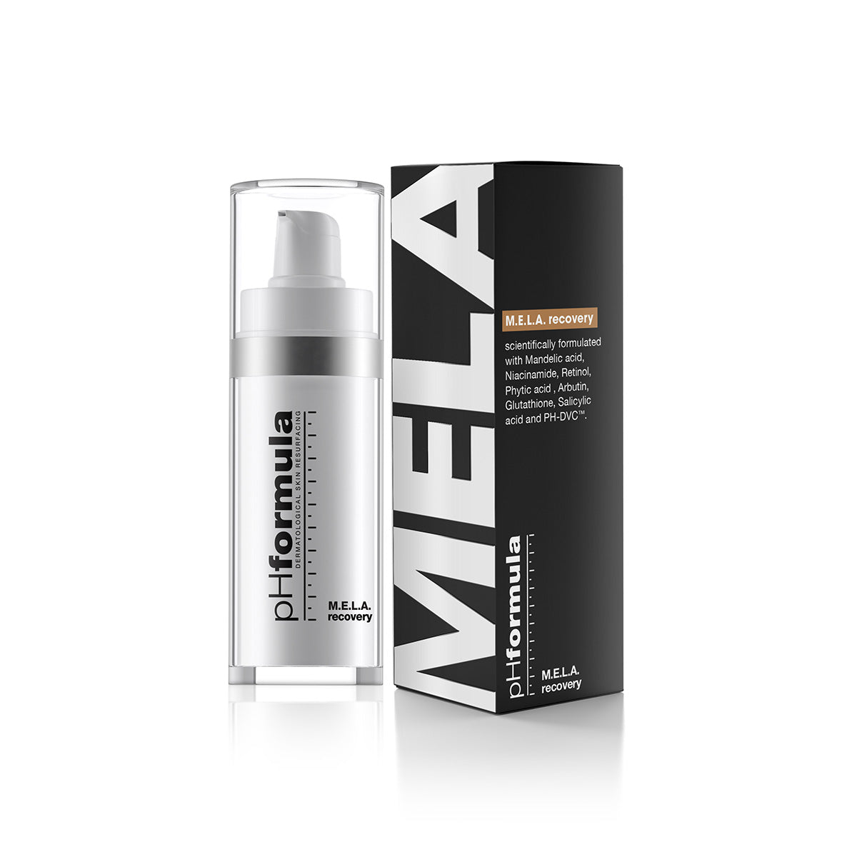 M.E.L.A. Recovery packaging—targeted moisturizer for luminous, even complexion.