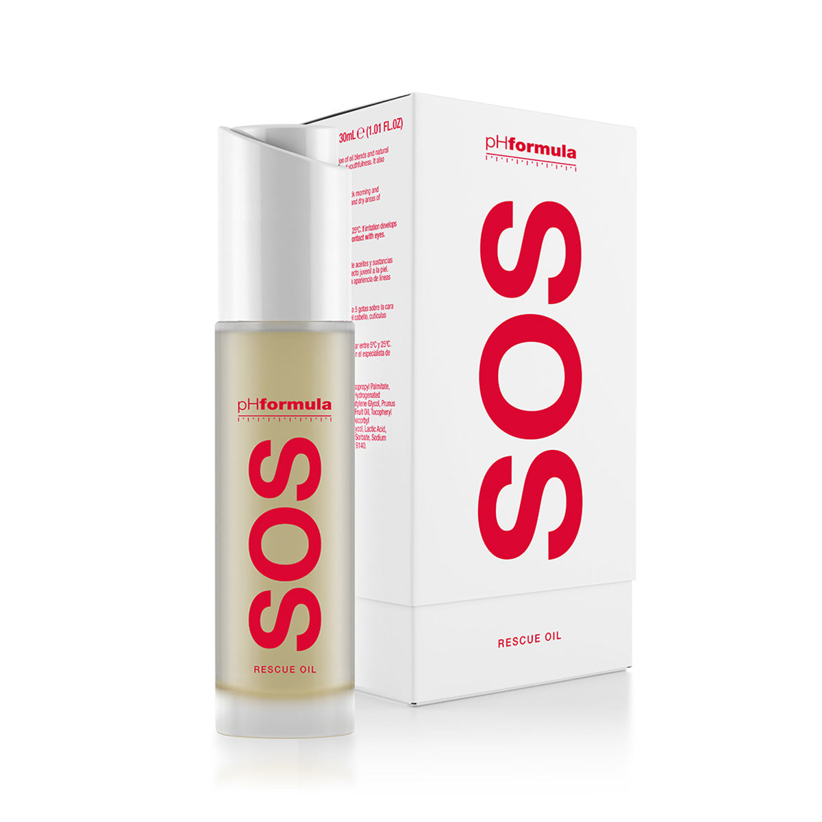 pHformula SOS Rescue Oil—lightweight restorative oil for skin barrier repair and hydration.