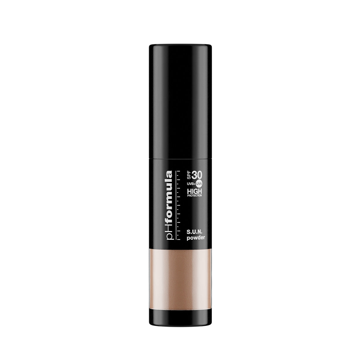 S.U.N. Powder SPF 30 by pHformula—mineral sunscreen powder with brush applicator for invisible, mattifying sun protection.