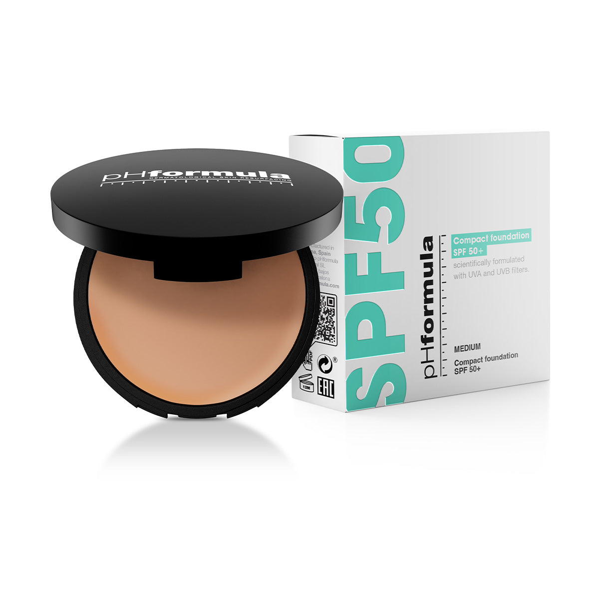 Compact Foundation packaging—luxury compact for radiant, matte complexion on the go.