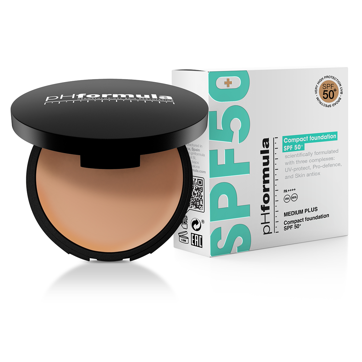 Compact Foundation by pHformula—SPF 50 cream-to-powder foundation for flawless, protected skin.