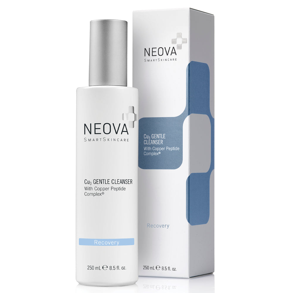 Neova Cu3 Gentle Cleanser—cream-to-foam gentle face wash for sensitive, post-procedure skin.