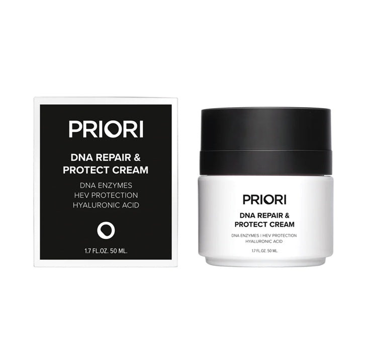 Priori DNA repair and protect cream with packaging on a white background