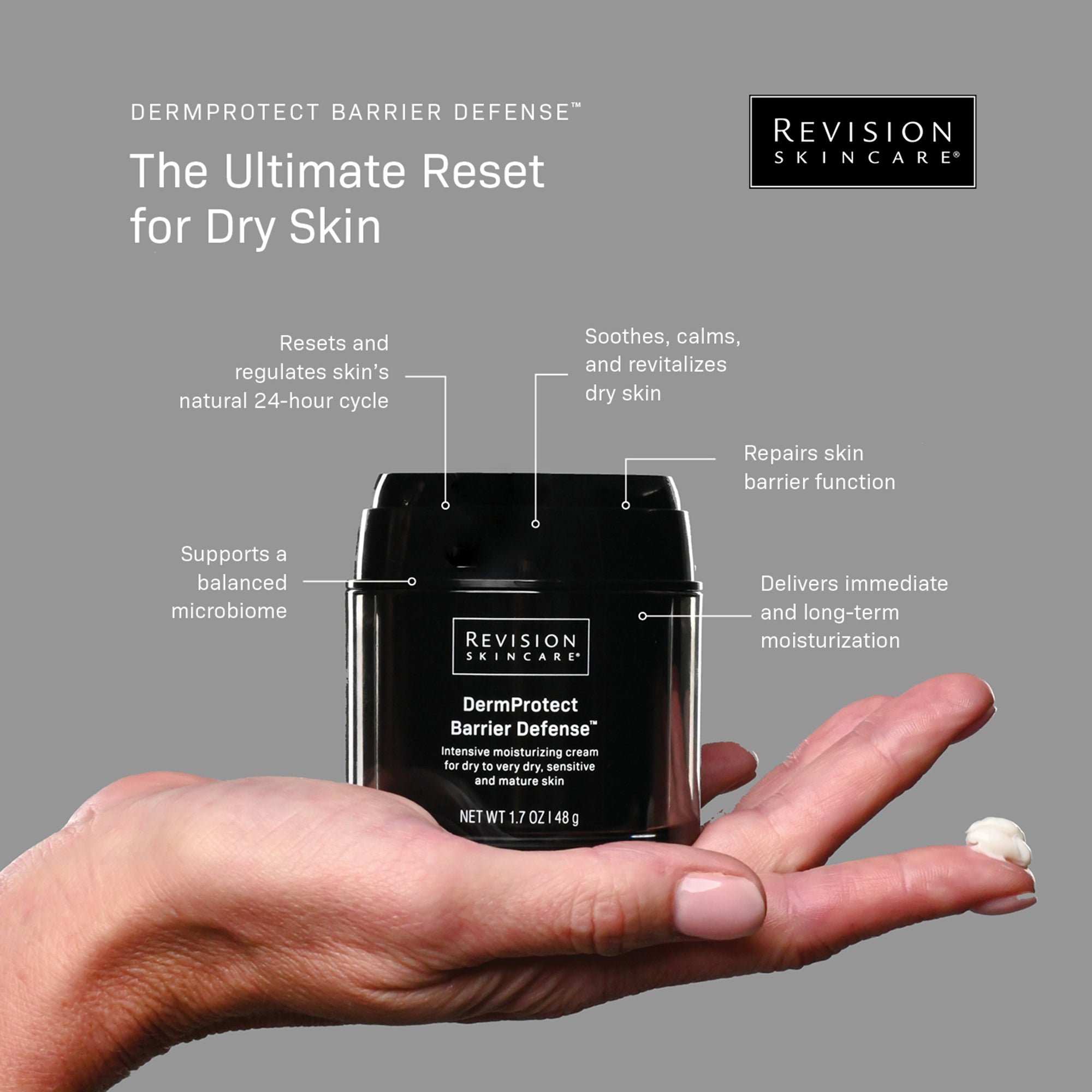 Revision Skincare DermProtect Barrier Defense – hydrating post-procedure skincare product. The M-ethod Aesthetics.