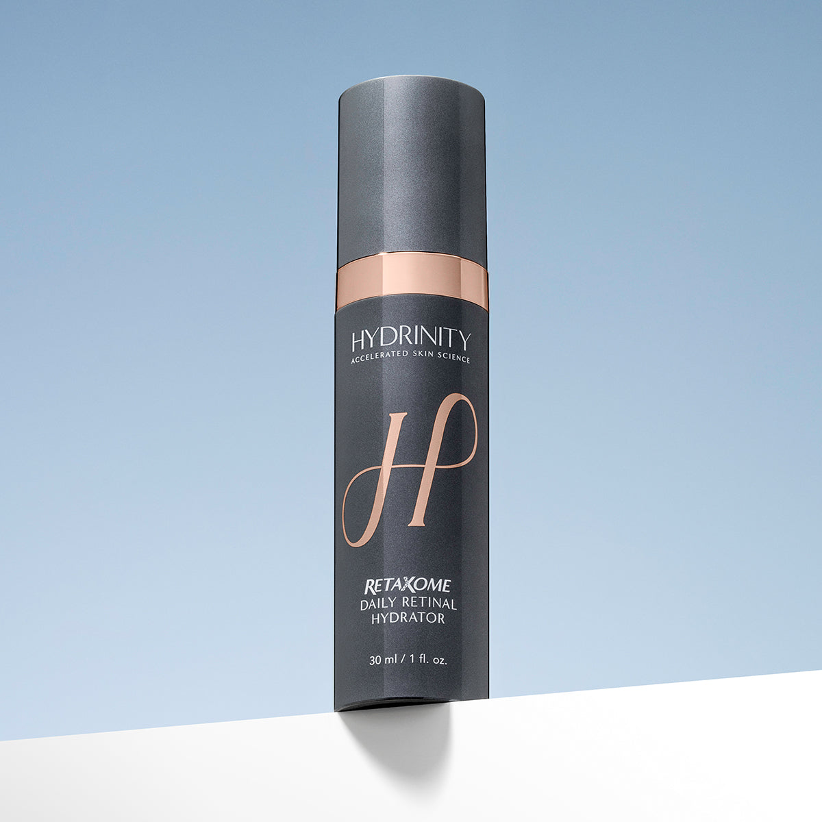 Hydrinity RetaXome Daily Retinal Hydrator packaging on a light blue background