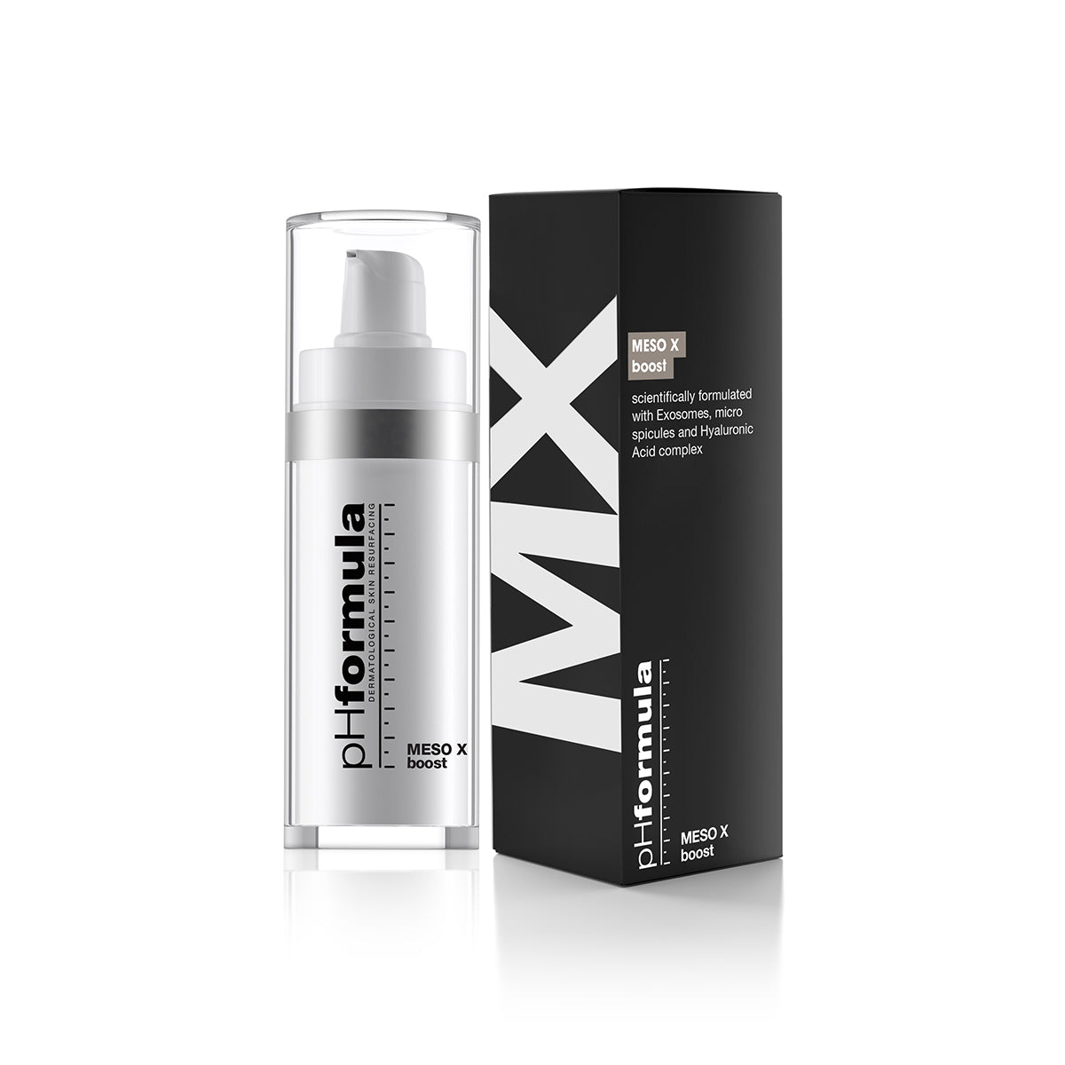 pHformula MESO X Boost Serum skincare product with packaging on a white background