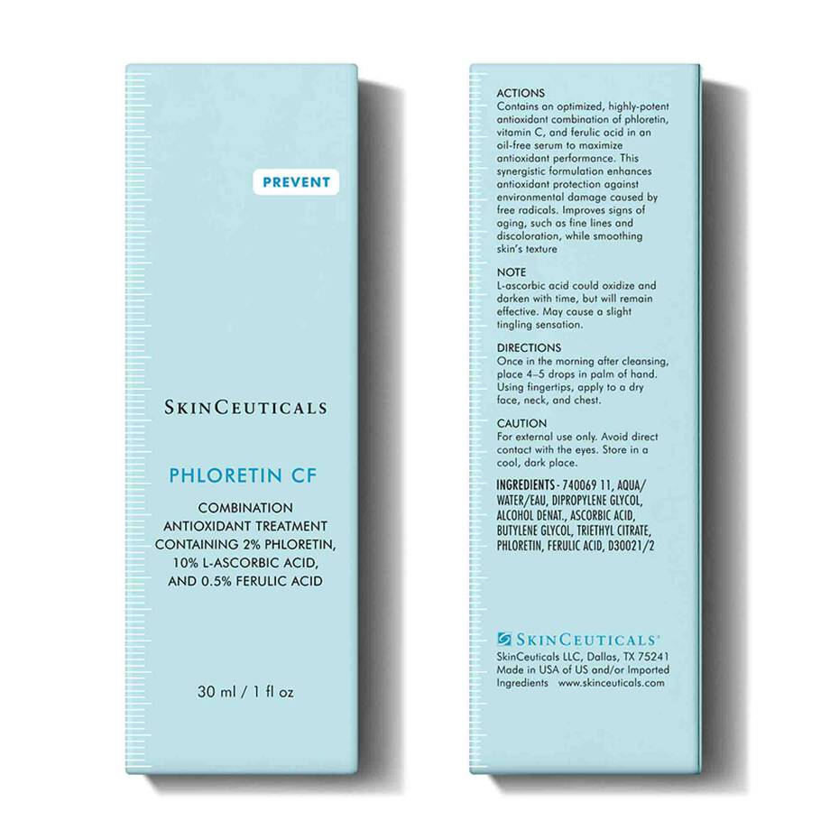 SkinCeuticals Phloretin CF skincare product packaging on a white background