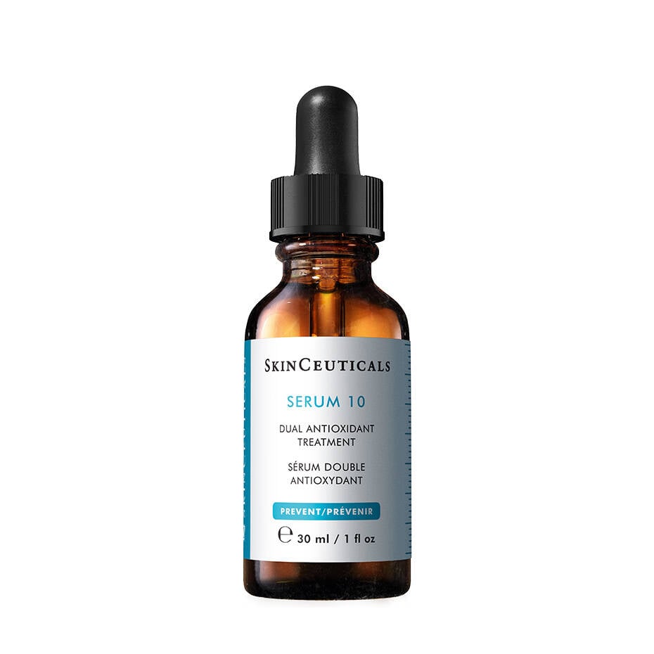 SkinCeuticals Serum 10 AOX+ bottle—gentle vitamin C serum for sensitive, dull skin.