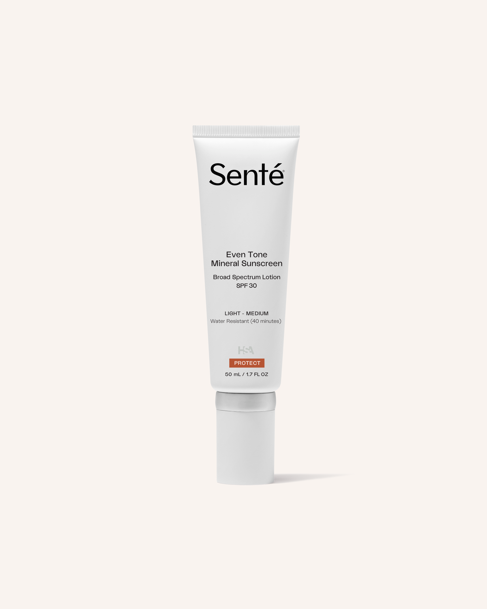 Senté Even Tone Mineral Sunscreen SPF 30—broad-spectrum all-mineral sun protection with tint.