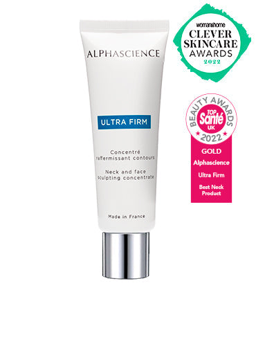 Alphascience Ultra Firm—firming cream for face, neck, and décolleté with collagen-boosting peptides.