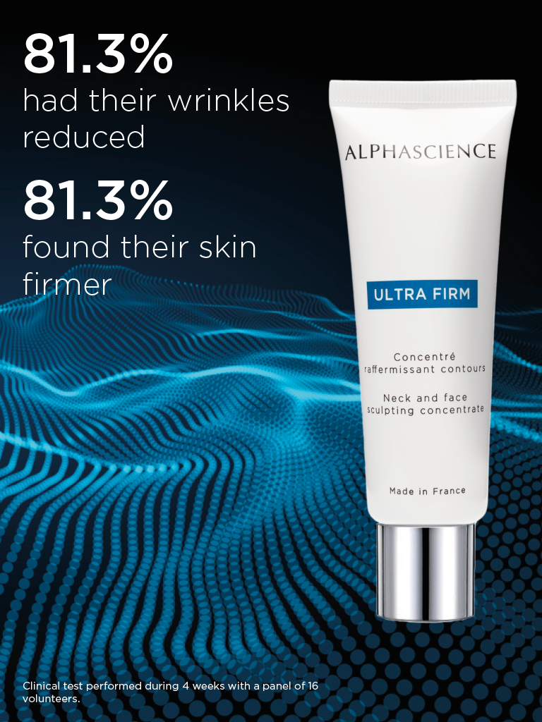 Alphascience Ultra Firm packaging—50ml sculpting concentrate for improved skin firmness and elasticity