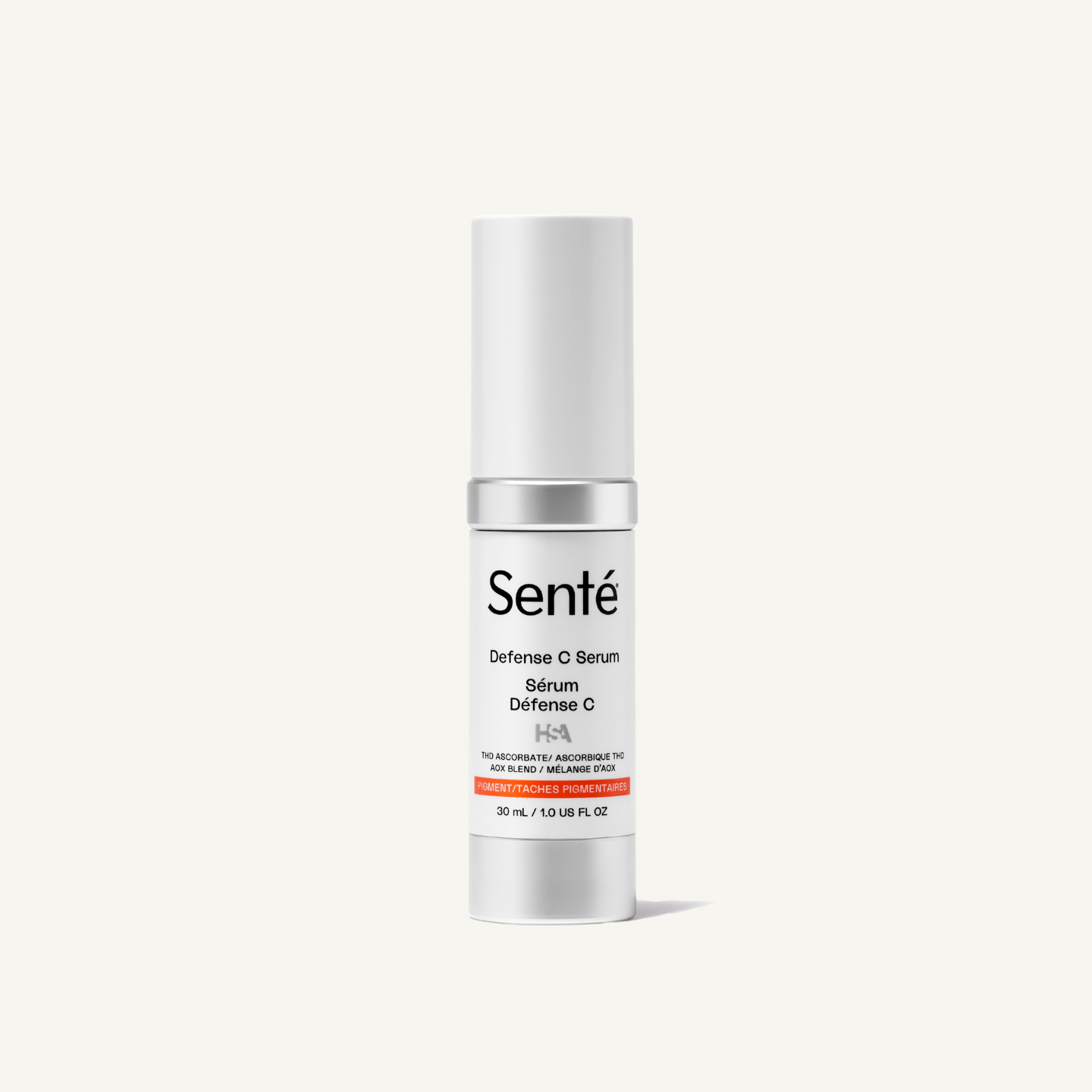 Sente Defense C Serum bottle—20% vitamin C serum with HSA for brightening and protection.