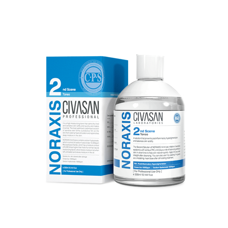 Noraxis Second Scene by Civasan—soothing and hydrating toner for sensitive, post-procedure, or irritated skin.