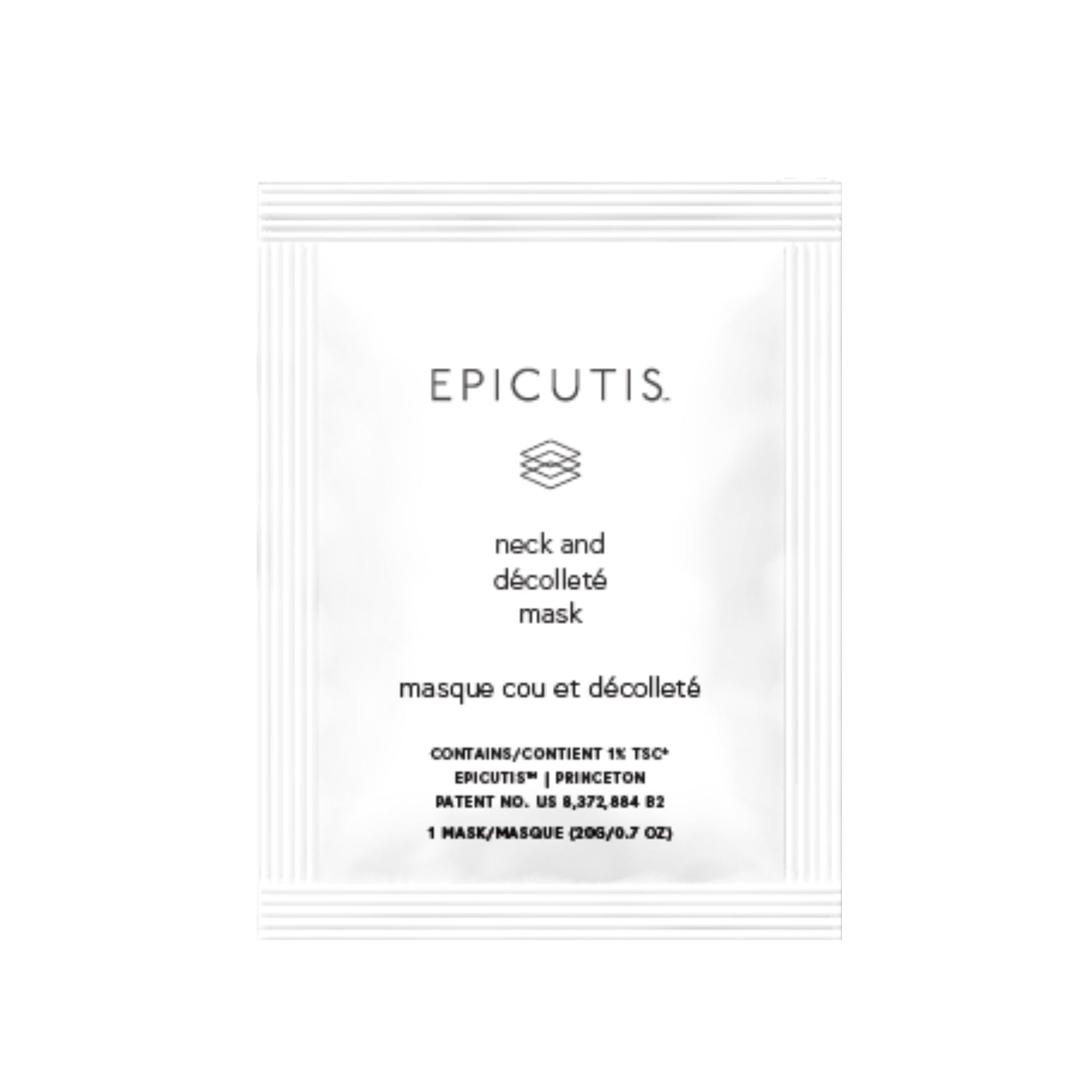 Epicutis Lipid Recovery Mask Neck + Décolleté pack—5 bio‑cellulose masks for neck and décolleté.
