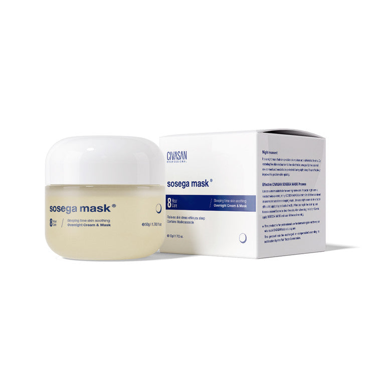 Sosega Mask by Civasan—medical-grade overnight cream mask for soothing, hydrating, and repairing sensitive skin.