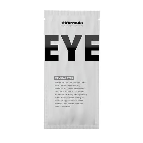 pHformula Crystal Eyes overnight eye patches on a clean background, under-eye treatment for puffiness and fine lines.