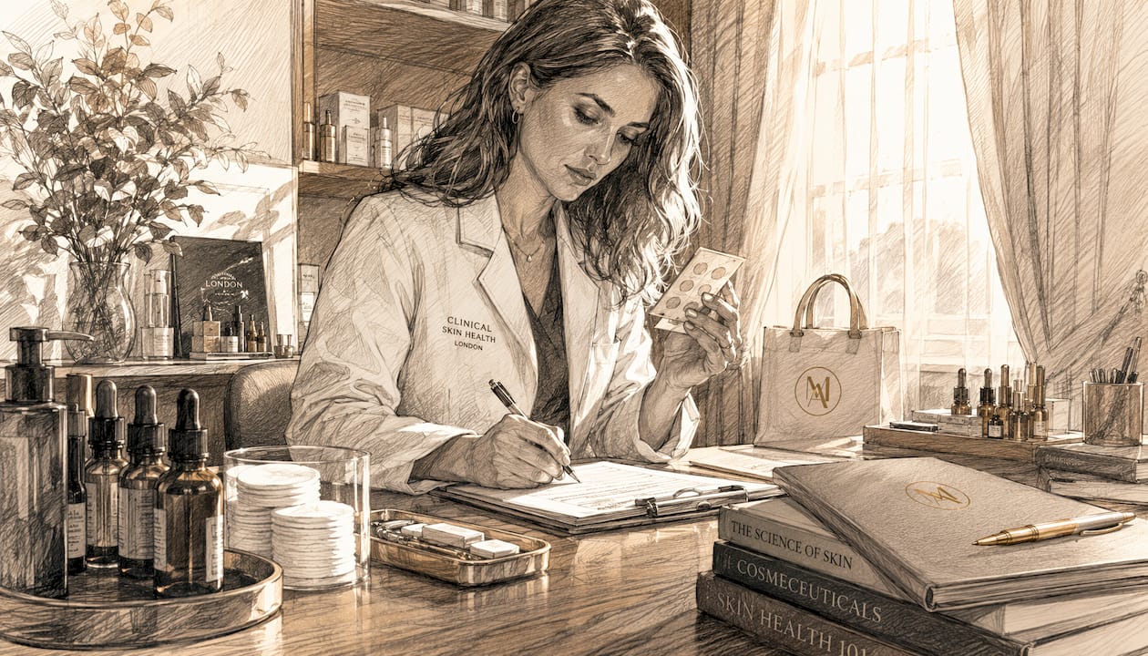 Clinician reviewing skincare patch test sample