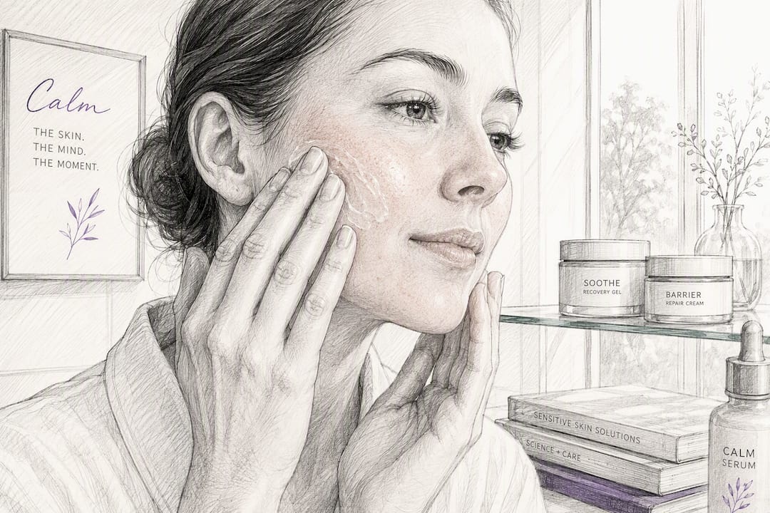 Hands applying azelaic acid gel to cheek