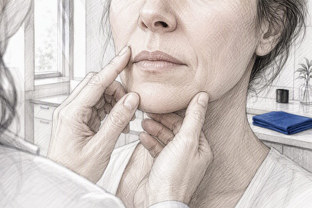 Clinician assessing perioral lip lines