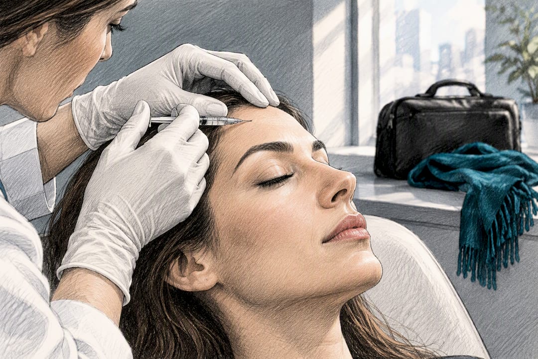 Clinician giving Botox treatment before travel