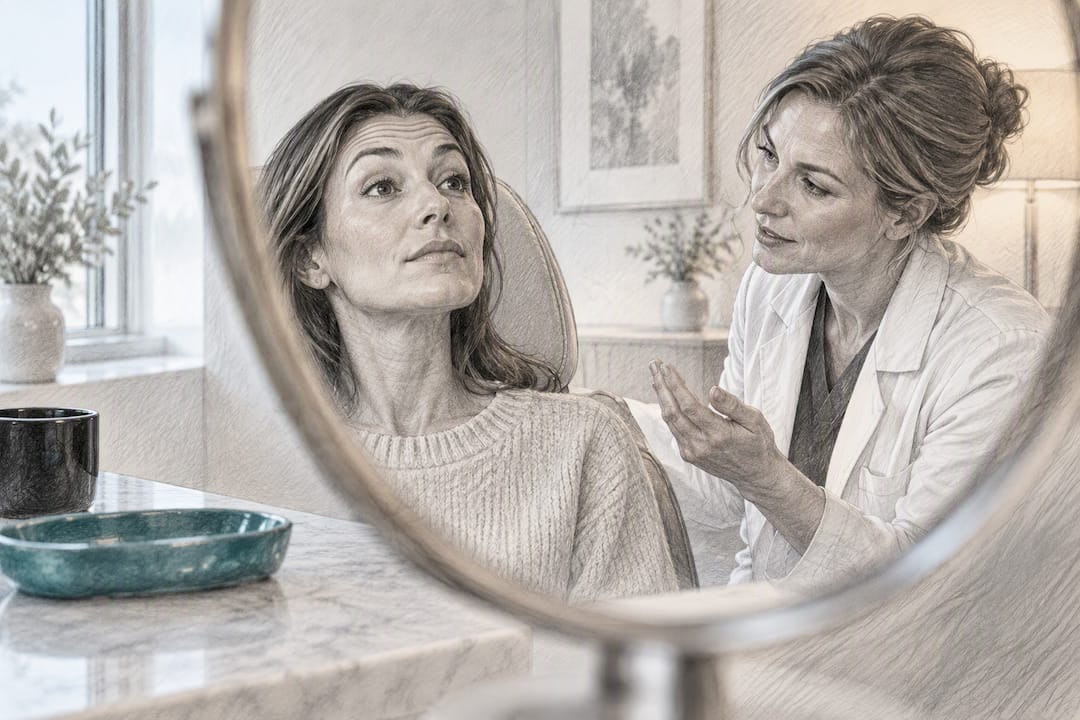 Clinician assessing facial movement before Botox retreatment