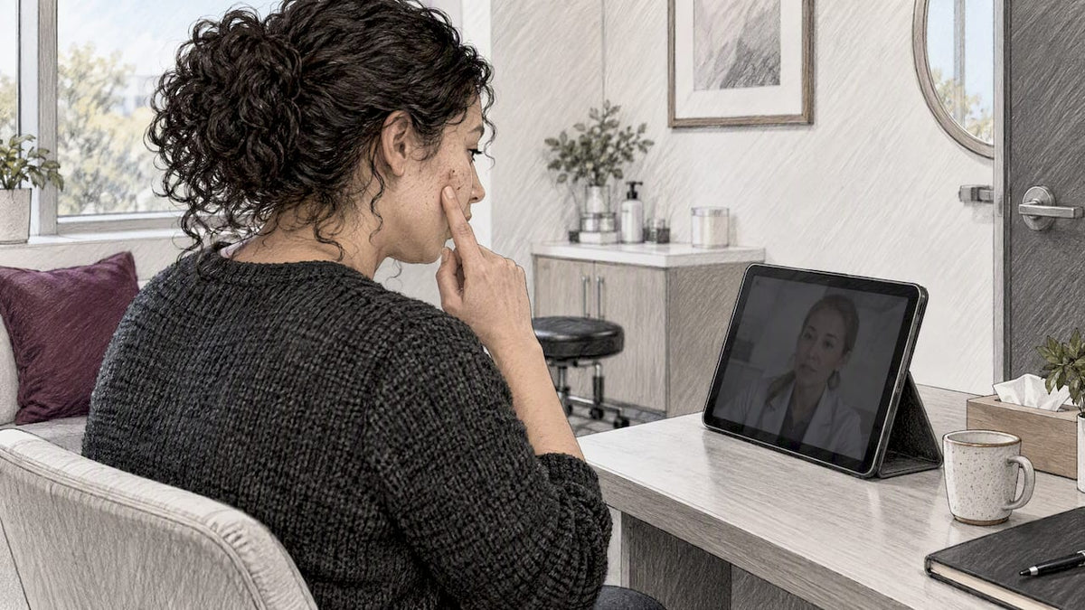 Patient during an online pigmentation consultation