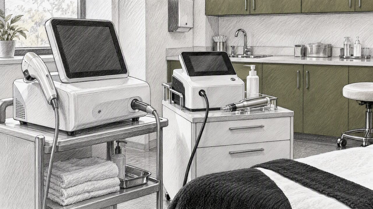 HIFU and RF microneedling equipment in clinic