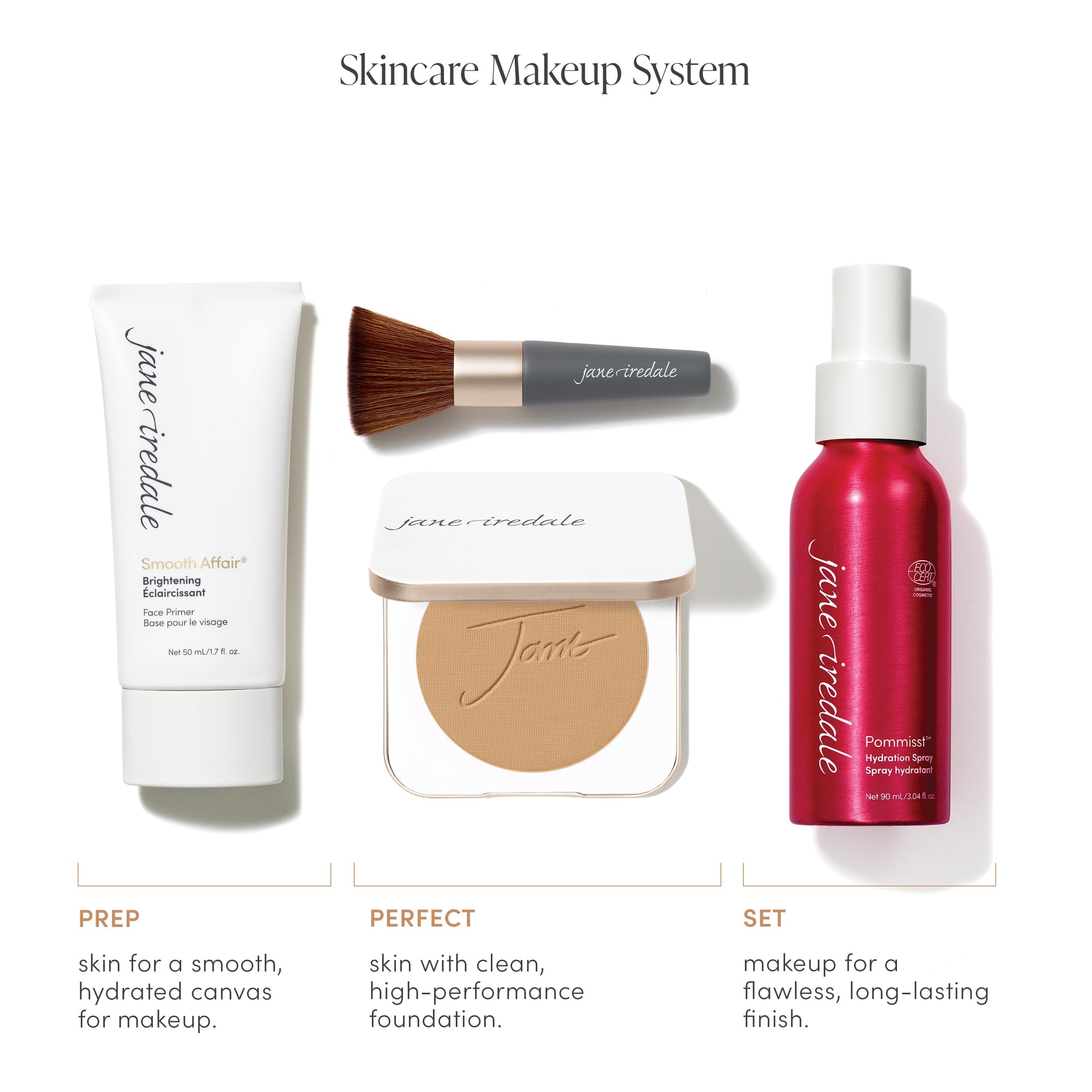 PurePressed skincare makeup system—lightweight, buildable foundation with sun protection.