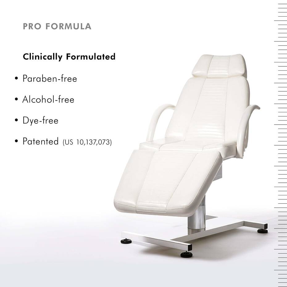 White medical chair with text about product features on a white background