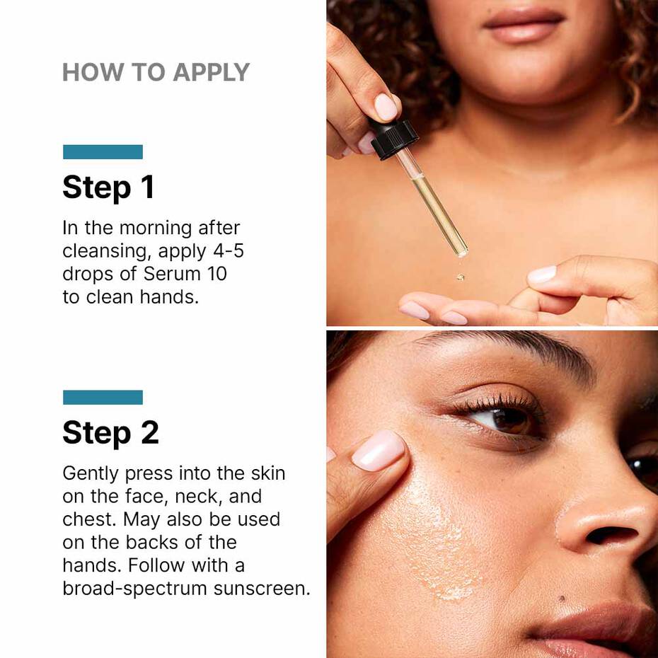 Serum 10 AOX+ by SkinCeuticals in routine—entry-level vitamin C antioxidant step.