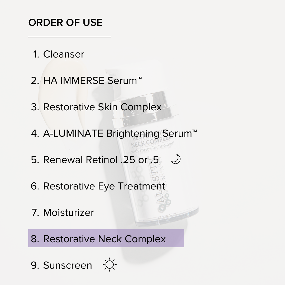 Restorative Neck Complex. Alastin Skincare. Official Stockist. Worldwide shipping. Medical-grade skincare. The M-ethod Aesthetics