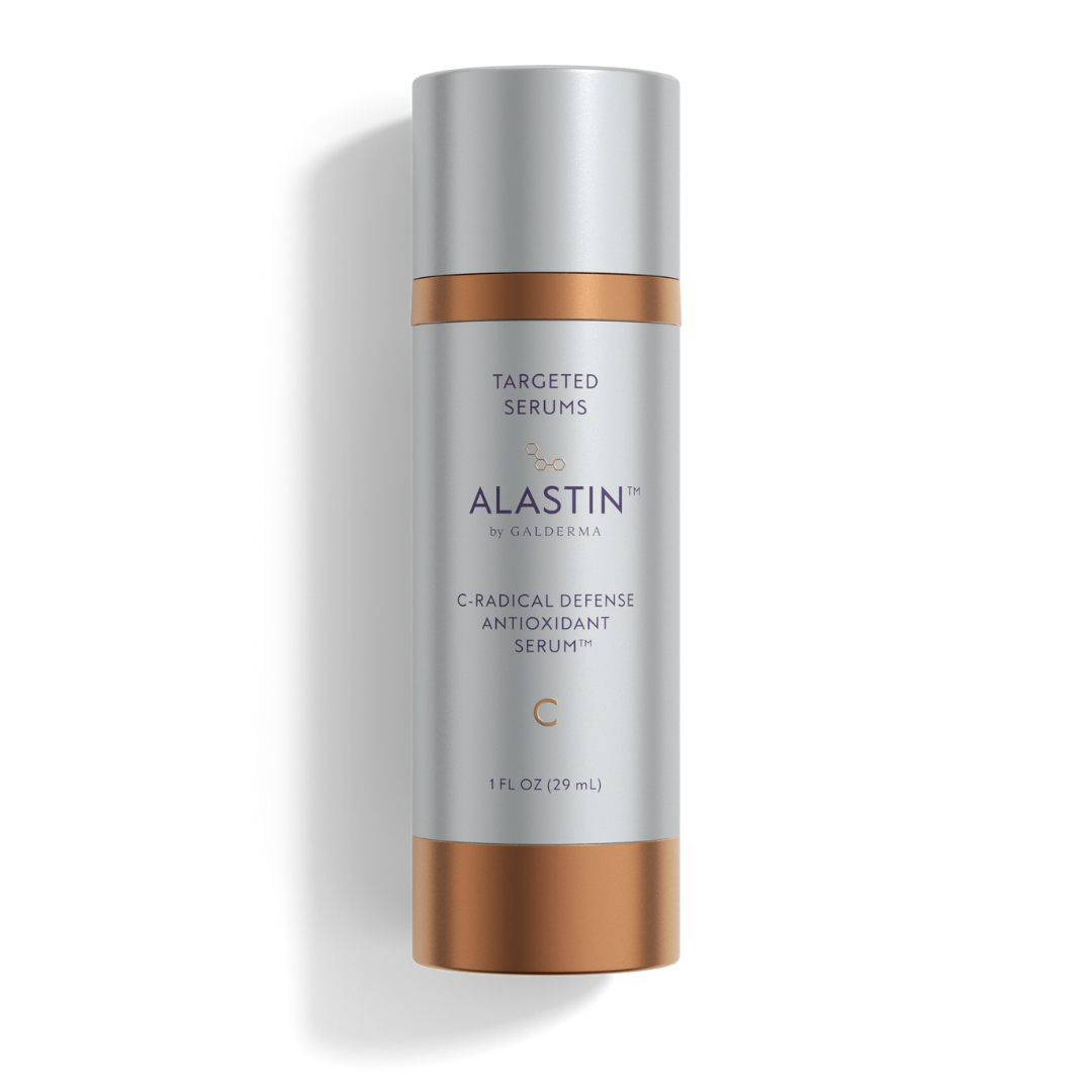 Alastin C-RADICAL Defense Antioxidant Serum bottle and packaging on a clean premium skincare background.