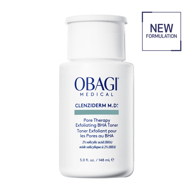 Obagi Clenziderm M.D. Pore Therapy skincare product on a white background with new formulation