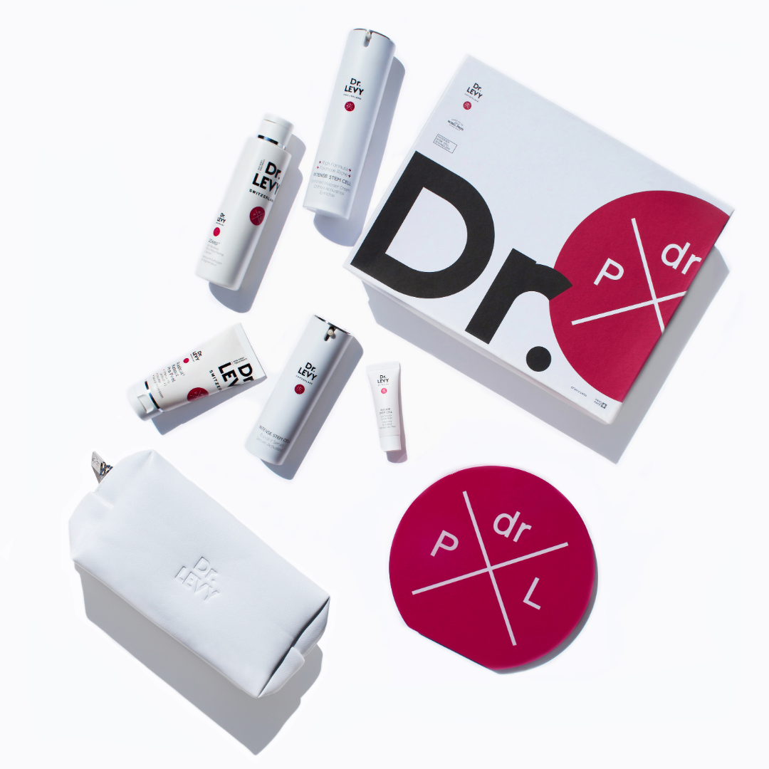 Dr. LEVY Age-Reverse Stem Cell Cure complete anti-ageing skincare set with Swiss stem cell technology.