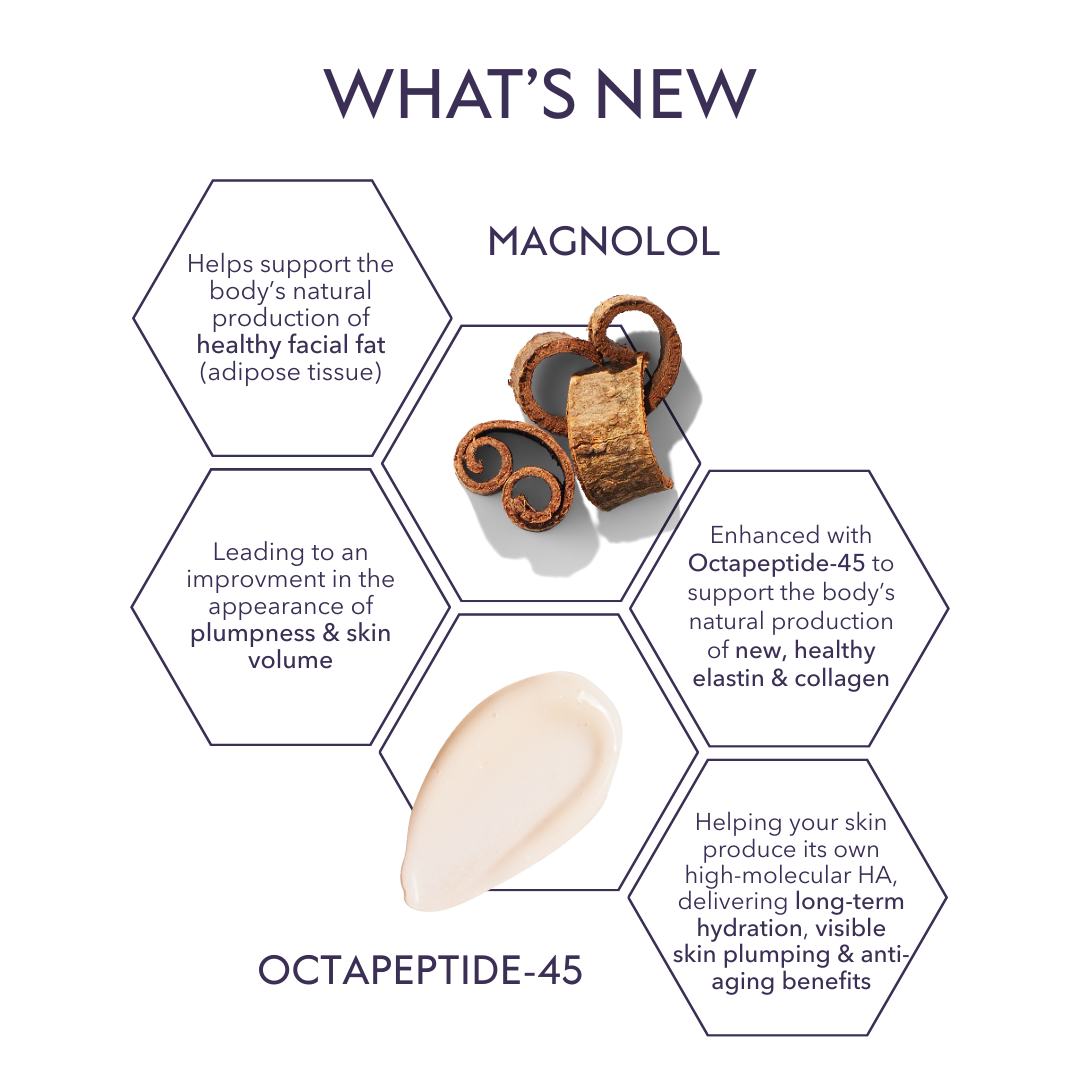 Product feature card for Alastin Restorative Skin Complex with text and images of natural elements on a white background
