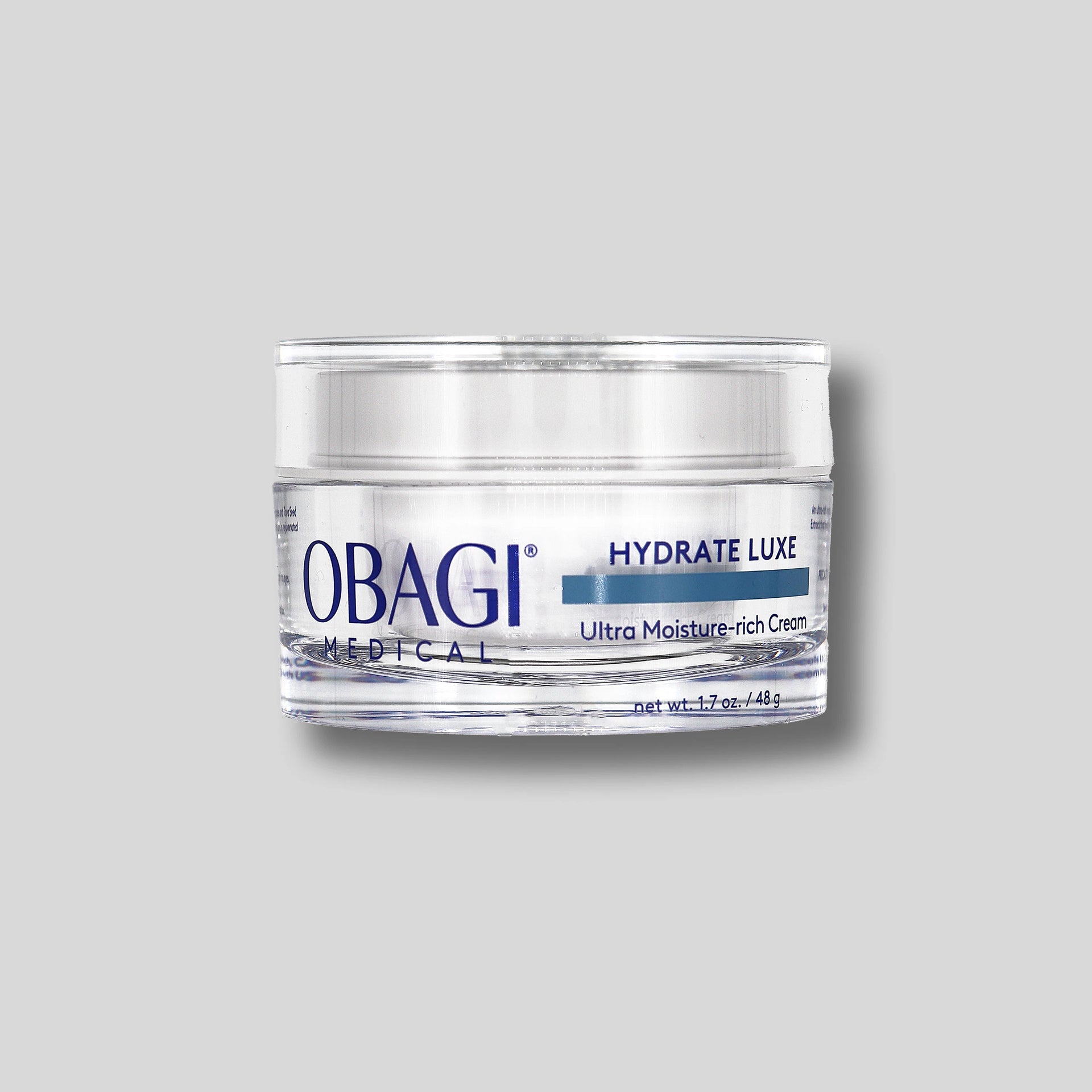 Hydrating night cream Obagi Hydrate Luxe in jar, rich moisturiser for dry and ageing skin.