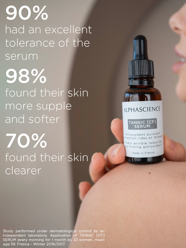 Dermatologist-endorsed antioxidant serum with tannic acid by Alphascience