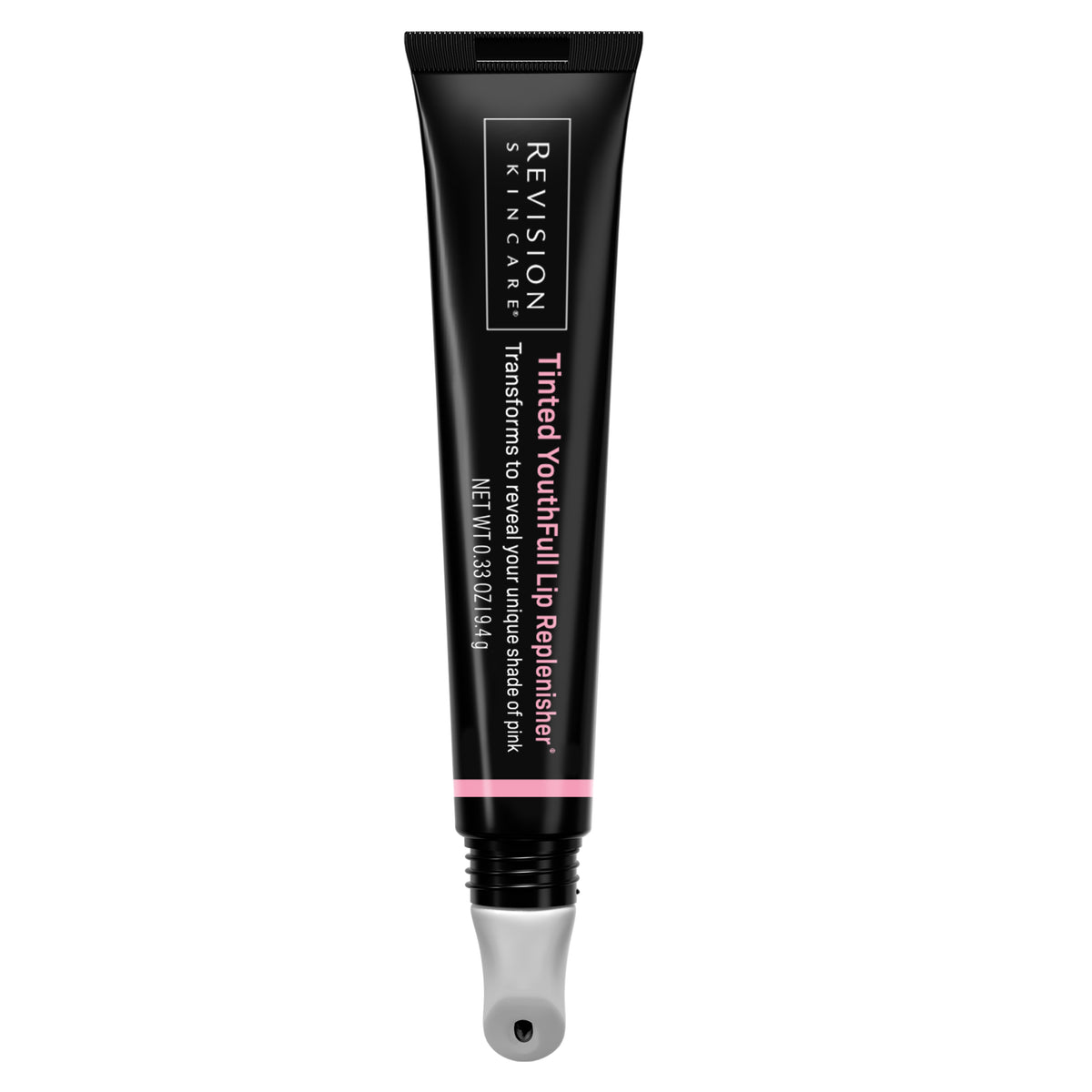 Revision Skincare Tinted YouthFull Lip Replenisher tube with cooling ceramic applicator for custom pink, plumped lips 